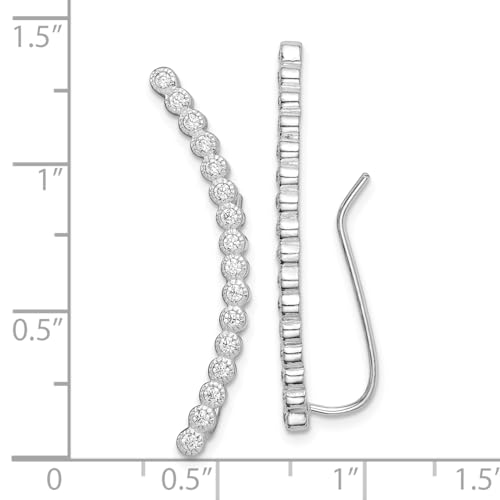 Sterling Silver Rhodium-plated 16-stone CZ Ear Climber Earrings4