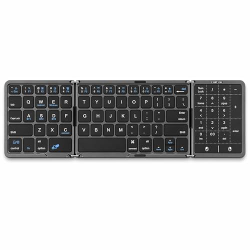 Clavier pliable Bluetooth avec pavé tactile et touches rechargeables pleine taille Goshyda gris