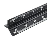 Piutouyar 12 Inch Engineer Scale Ruler, Metal Engineering Ruler Aluminum Laser-Etched Triangular...