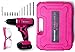 Pink Cordless Drill Set - Electric Screwdriver Cordless Drill Kit for Women - 12V Rechargeable Li-Ion Battery - Storage Case, Bits, Drills & Safety Glasses - Gift for Mom, Sister or Wife