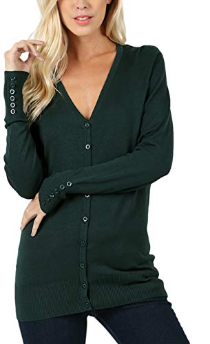 Image of ToBeInStyle Women's Long Sleeve Button Down V-Neck Cardigan
