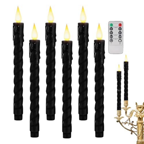Bougies Effilées Sans Flamme avec Télécommande - Bougies Fenêtre avec Minuterie et Télécommande | Décoration Lumineuse 6 Pièces à Piles pour Anniversaires Mariages Extérieur