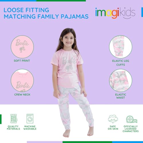 Barbie Girls Matching Family Pajama Shirt and Pants Sleep Set Little Kid to Adult Sizes (4 - Large)2