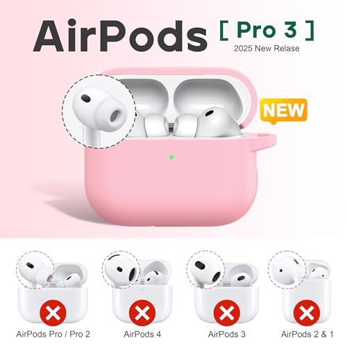 Image of R-fun for AirPods Pro 3rd Generation Case with Cleaner Kit, Soft Silicone Protective Case Cover for Apple AirPod Pro 3 for Women Men, AirPods Pro Case Accessories with Keychain, Pink