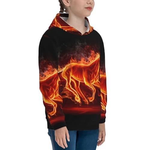Fire Horse 2 Kids Pullover Hoodies Boys Sweatshirts Girls Athletic Clothes with Pocket3