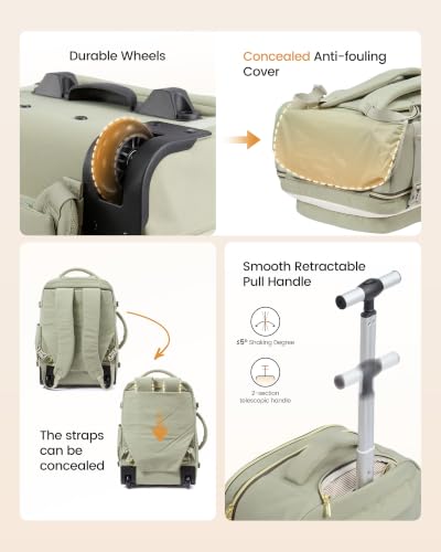 Image of LOVEVOOK Rolling Backpack for Women, 40L Carry On with Wheels, 15.6''