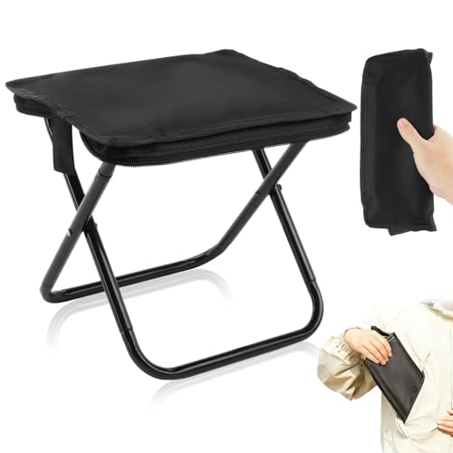 JINGIHE Portable Folding Stool, Lightweight Collapsible Camping Stool, Small Pocket Chair with Carry...