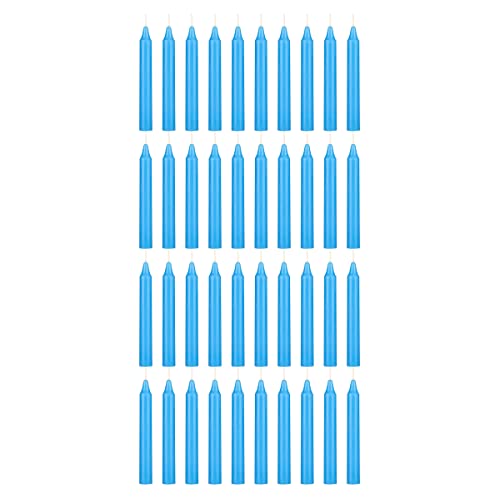 Mega Candles 40 pcs Unscented Light Blue Exquisite Mini Taper Spell Candles, 4 Inch Tall x 1/2 Inch Diameter, Magic Chimes, Enchantment, Casting Rituals, Witchcraft, Wiccan, Altar, Metaphysical