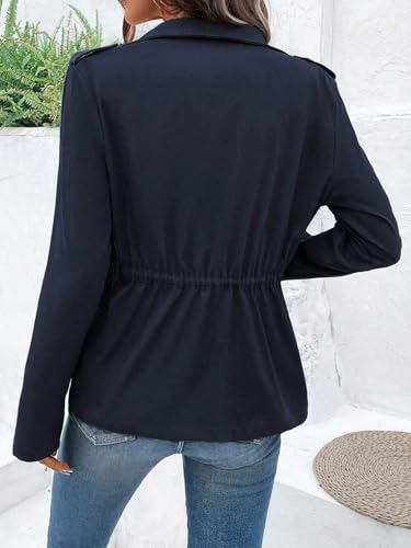 Womens Long Sleeve Jacket Casual Front Zipper Cinched Waist Coat Outwear Fall Outfit Shackets3