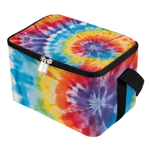 GzLeyigou Lunch Bags for Women Men 9 Cans,Colorful Tie Dye Hot & Cold Food Delivery Bag Insulated Grocery Bag Insulated Lunch Box Abstract Swirl Cooler Bag for Office Work Picnic Beach