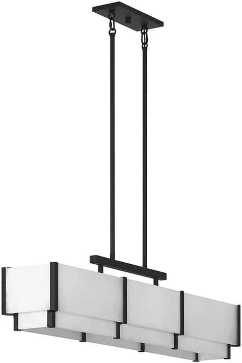 Savoy House 1-2330-5-50 Orleans Vintage Mid-Century Modern Alabaster Linear Chandelier, 5-Light 300 Total Watts, 11" H x 44" L, Black Cashmere