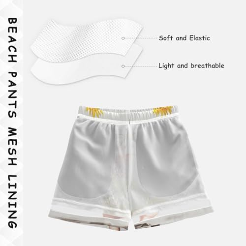 Pigsaly Boys' Swim Board Shorts Sunny Sunflower Sunglasses Confident Dancing Pig Boy's Swim Trunks Kids Swimwear M4