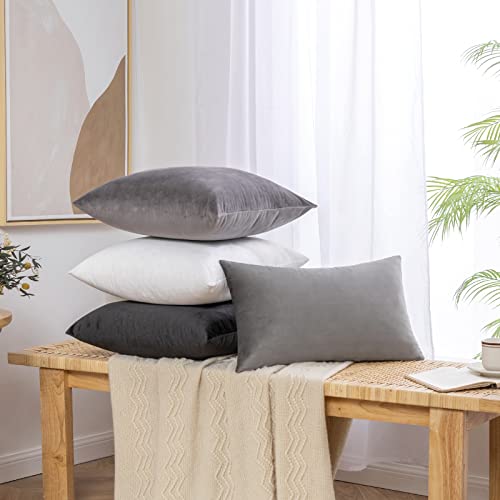 Miulee Velvet Soft Soild Decorative Square Throw Pillow Cover Cushion Case For Sofa Bedroom Car 12 X 20 Inch 30 X 50 Cm #TOP2