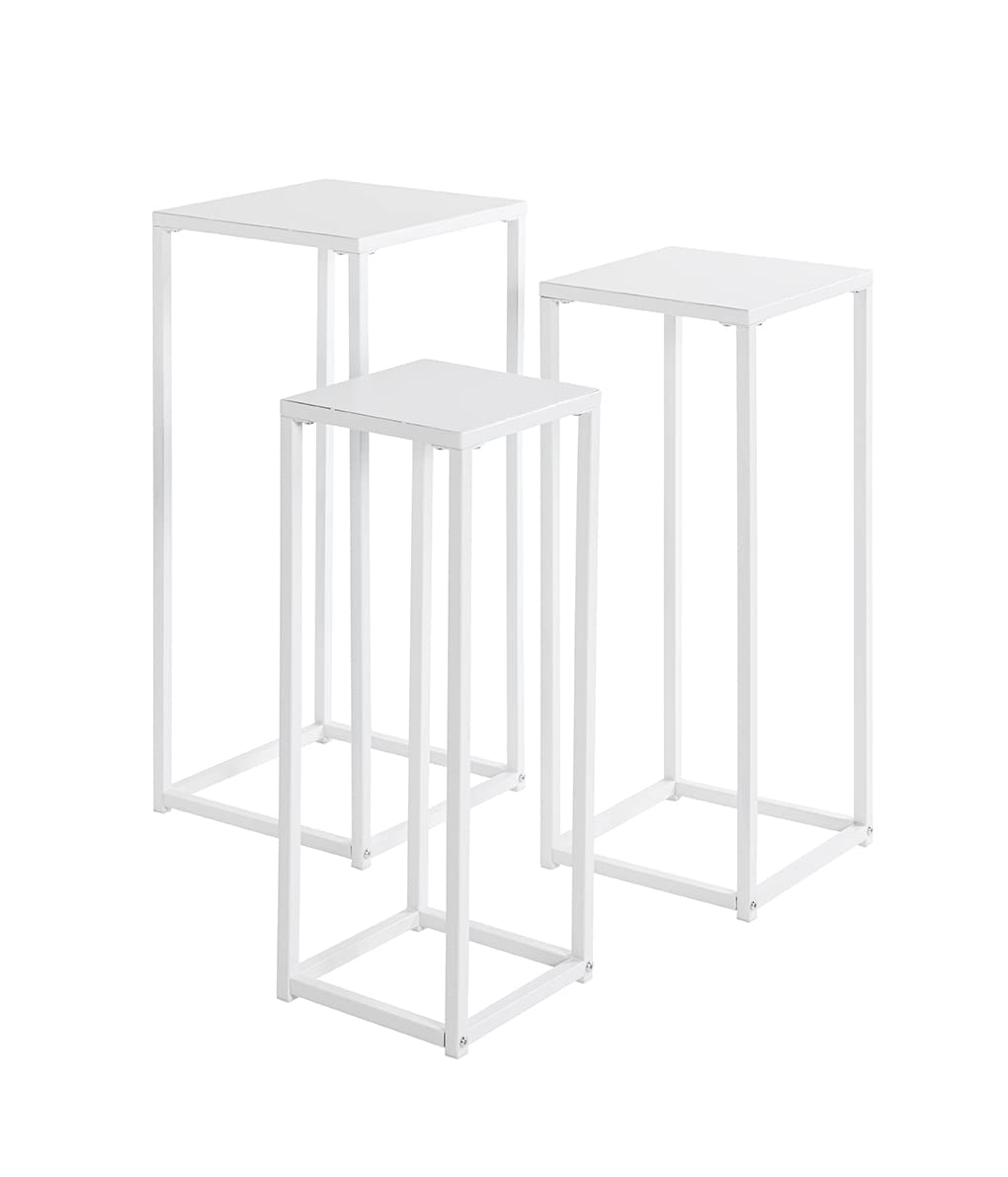 Porte plantes intérieur lot de 3 sellettes blanches HAKU en métal design moderne