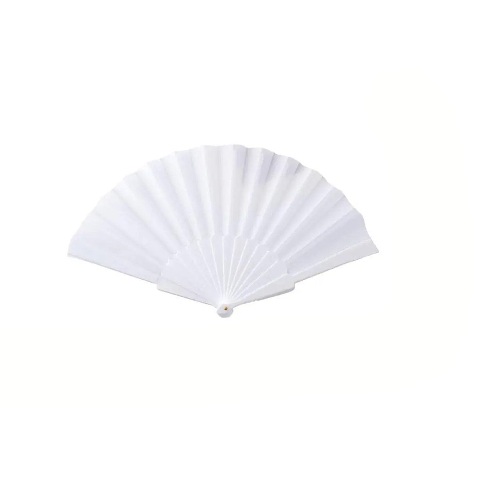 DYMKIE Plastic Bone Dance Fan Tai Chi Fan Kung Fu Performance Hand Folding Stage Wedding Party Decor(White)
