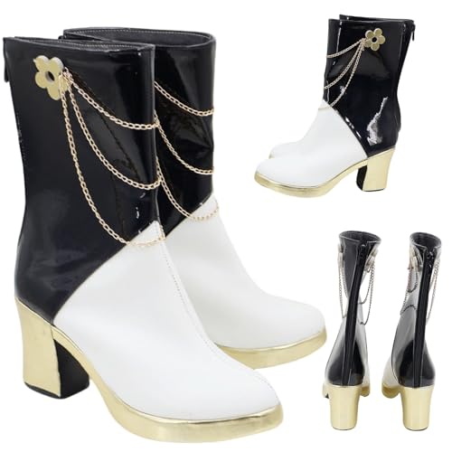 Z ZARPION Anime Cosplay Shoes Yellow White Black Slingback Shoes Halloween Boots(blackla-women-12.5)