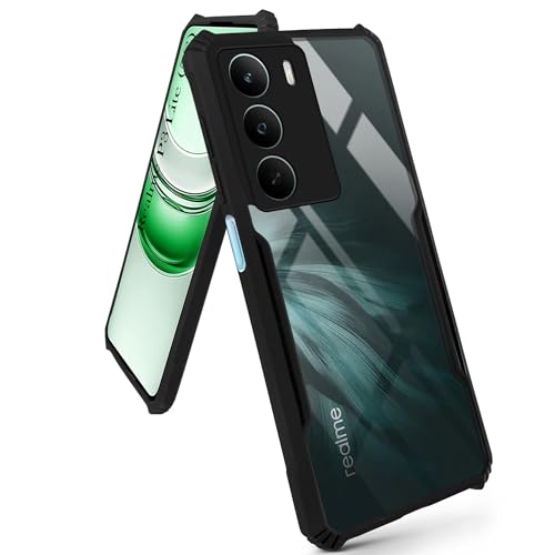 Image of Jkobi Hybrid Back Cover Case for Realme P3 Lite (Shockproof with Polycarbonate Clear Panel | Professional Black)