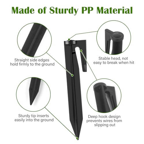 GROFIS 100 Stück Erdnägel für Mähroboter Begrenzungskabel, Haken Erdanker aus Stabile PP, Erdnägel Heringe Erdspieße Nagel für Rasenroboter Begrenzungsdraht Zelt Camping,... – Bild 5
