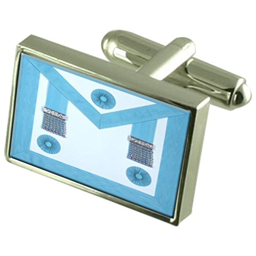 Gemelos Master Craft y clip de corbata de cristal con caja de almacenamiento grabada