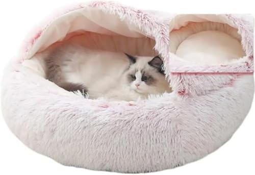 CokBlu 猫用ハウス ペットベッド 2 個入り ドーム型丸型 猫犬小型犬兼用 冬に最適な保温暖かい ふわふわ柔らかいクッションマット ポリプロピレン製 通年利用可能 おしゃれシンプル可愛いデザイン ワンサイズ