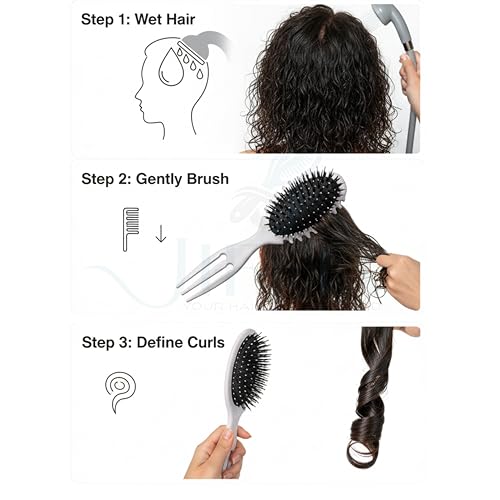 Image of Curly Hair Detangling Brush for Curly, Wavy & Frizzy Hair (Beige)