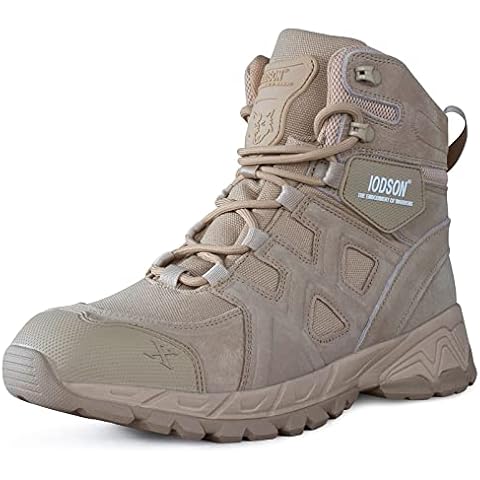 QUNLON Ankle-high Hiking Boots for Men Outdoor Trekking Backpacking Boots Combat and Tactical Boots Lace-up Lightweight BootS Model113-Sand-3UK Cover
