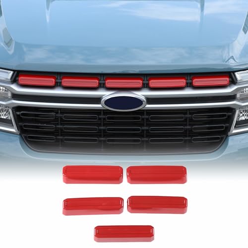 Image of Front Bumper Grille Cover Compatible with Ford Maverick 2022 2023, Car Air Inlet Vent Grille Cover, Grill Grille Inserts Trim Cover (Sport Red)