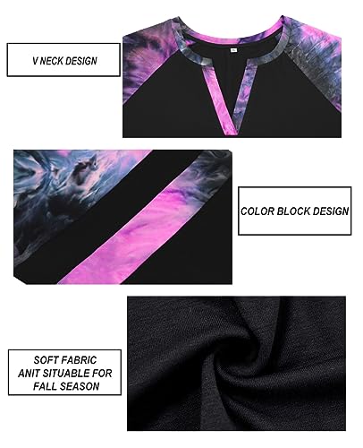 Image of CARCOS Plus Size Tops for Women Long Sleeve Fall Tunic Color Block Camo /Plaid /Leopard /Fall Blouse Crewneck Tshirt XL-5XL