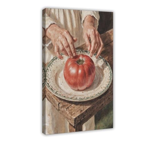 Poster sur toile abstrait de tomate végétale, paysage rétro mural