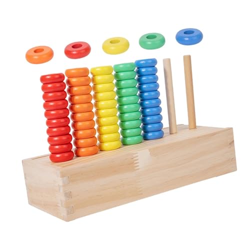Anneaux empilables en bois et jeu de couleurs pour développer la motricité fine