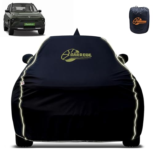 Image of Reflector Waterproof Car Cover for Tata Punch Ev with Mirror & Antenna Pocket | All Weather Protection | Washable Fabric | Black Color