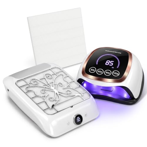 Gugusure UV LED Lamp (White) & Cordless Nail Dust Collector (White) – Set image 5