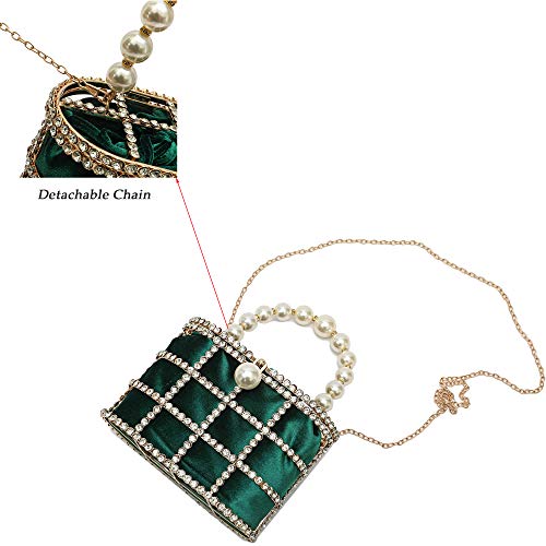 Evening Handbag Women Clutch Purses With Pearl Diamonds For Wedding Prom Birthday Party Dinner Accessories (Green) #TOP3