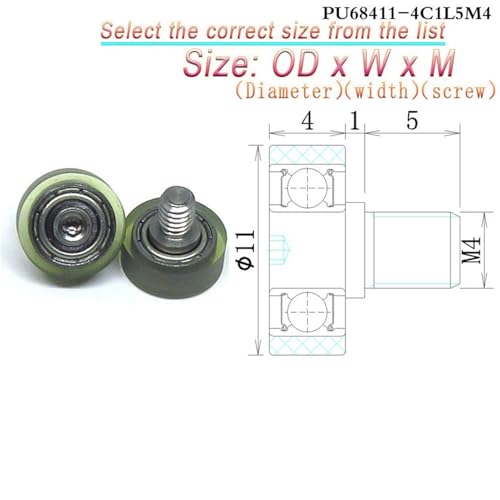 Roulement rigide à billes polyuréthane 10mm OD galet de guidage fileté M3 - 2