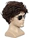 yuehong Mens Short Brown Curly Wig Fashion Party Cosplay Costume Wigs Heat Resistant Synthetic Fibers Fluffy Durable Breathable Hair