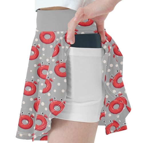 Girls Skorts High Waist Athletic Skirts with Shorts Cute Crab Stretchy Teens Performance Tennis2