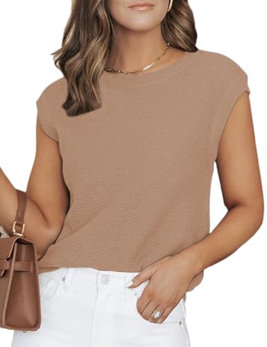 Image of CiCiBird Women Summer Cap Sleeve Sweaters Knit Crew Neck Pullover Tank Tops 2025 Casual Trendy Shirt