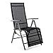 Nexos Alu Liegestuhl Sonnenliege Relaxstuhl mit Fußstütze Hochlehner Textilene schwarz Gestell anthrazit für Camping Garten Terrasse Balkon Klappstuhl faltbar pflegeleicht witterungsbeständig