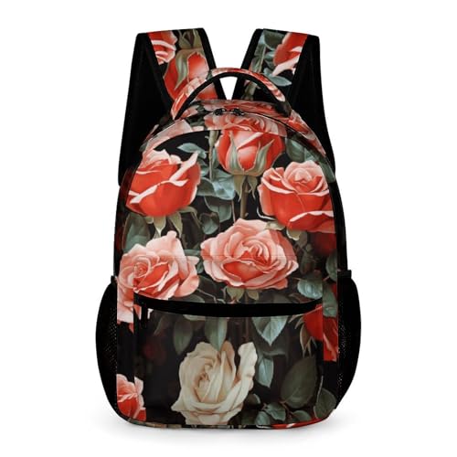 Beautiful Rose Gift Backpack for Travel, Ultra Durable Small Bookbag Lightweight Daypack for Women Men