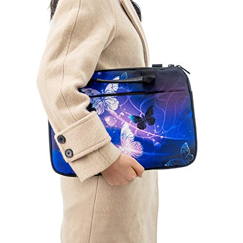 RICHEN 15" Canvas Laptop Shoulder Bag Laptop Netbook Bag,Protective Canvas Carrying Handbag Briefcase Sleeve Case Cover with Side Handle (14-15.6 inch, White Butterflies) - Thumbnail 5