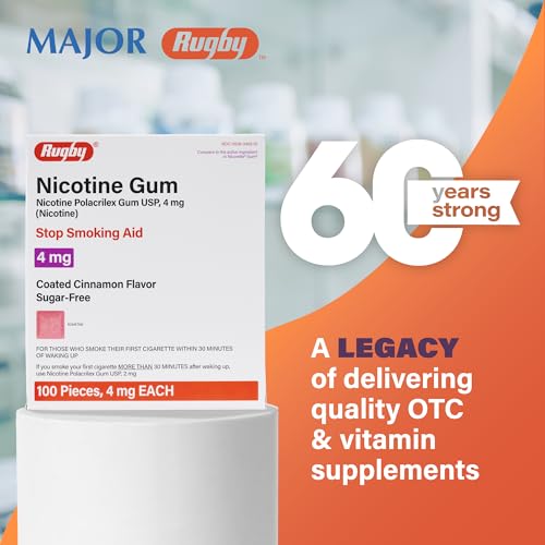  Rugby Polacrix 4mg Nicotine Gum for Smoking and Vaping Quitting Aid - Sugar-Free - 100 Count - Coated Cinnamon Flavor
|