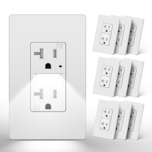 Image of CML 20 Amp Receptacle Outlet with LED Night Light, 10 Pack, ETL Listed