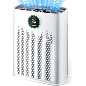 Air Purifiers for Home Large Room, with Smart Mode, PM2.5 Air Quality Display, 22dB Sleep Mode, Aromatherapy, Cover Up to 1295 Ft² with 2X-Purification & 360°Air Outlet, HAP603, Bright White