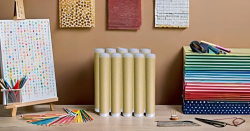 Image of Cardboard Mailing Tubes with Caps,rolled Art craft work Storage,protection,Shipping documents,maps,drawings,paintings,posters,packing,paper tube (Length: 12 inches (30 CM), 5 PCS)