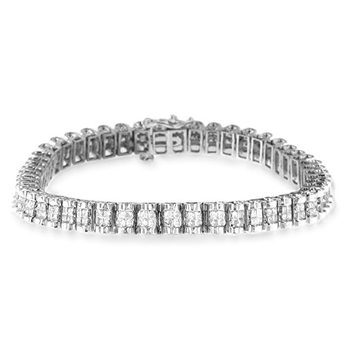 Original Classics 14K White Gold 3.0 Cttw Princess Cut Quad Invisible Set Tennis Bracelet (H-I Color, SI2-I1 Clarity) - 7”