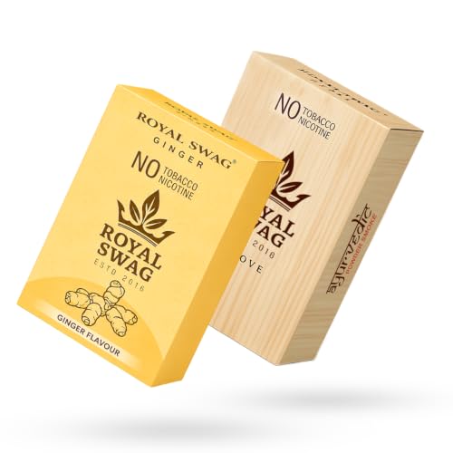 Image of ROYAL SWAG Clove And Ginger Flavour Wellness Sticks 10 Sticks Each Pack of 2 Boxes Ayurvedic Herbal Blend Wellness Sticks