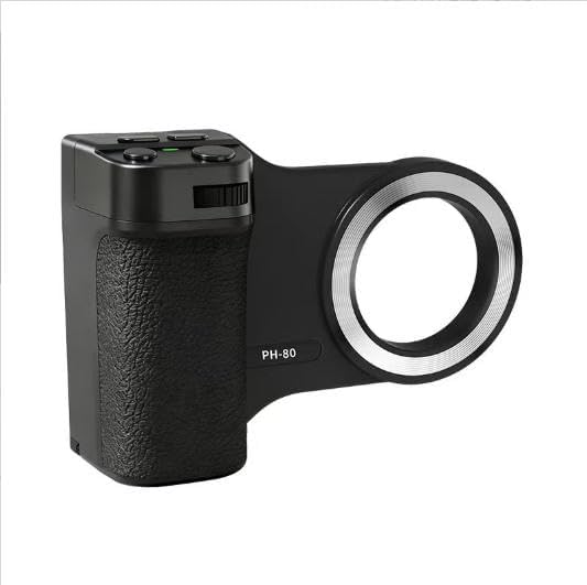 iPhone Camera Grip, Magnetic Phone Camera Grip with DSLR-Style Shutter Button, Wireless Detachable Remote, No App Required, Ergonomic Anti-Slip Camera Handle for iPhone & Android with1/4”Tripod Mount4