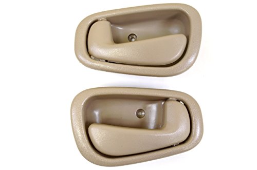 PT Auto Warehouse TO-2543E-DP - Interior Inside Door Handle, Beige/Tan - for Manual Lock, Left/Right Pair, Replaces 69206-02050-E0, 69205-02050-E0