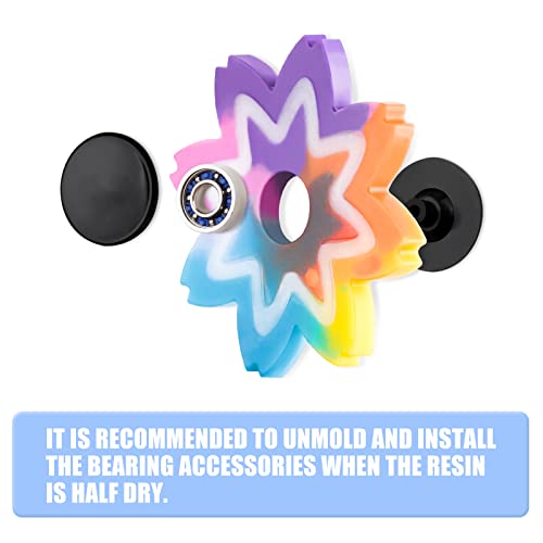 Image of NiArt Fidget Spinner Silicone Resin Mold Kit, 9 Molds, 10 Bearings Set | 9 Unique Designs For Epoxy UV Resin Casting, DIY Stress Relief Toys, Crafts & Gifts For Kids And Adults, Make 10 Spinners