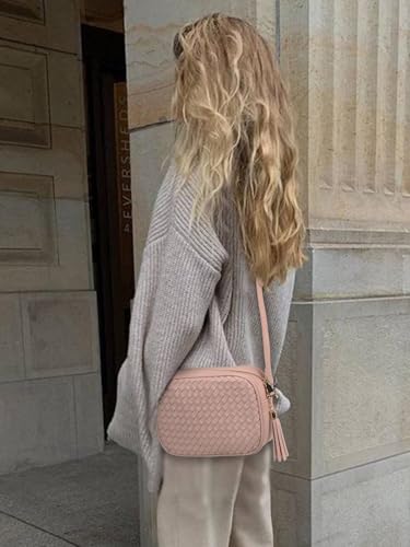 Image of AFKOMST Woven Crossbody Bag, Small Summer Purse and Boho Bag for Women | Vegan Leather, Roomy Space, 2.3L Capacity, fits iPad mini /Long Wallet /Kindle, Versatile for Daily Use /Casual /Date /Office